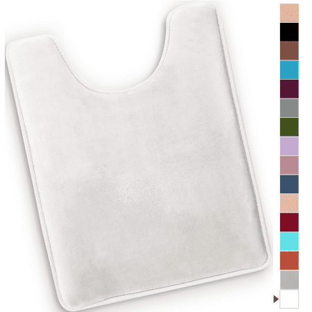 ComfiTime Bathroom Contour Rugs – 1 inch Thick Memory Foam, 20" x 23" Bath Mat for Toliet, Soft Plush Velvet Top, Non-Slip,Ultra Absorbent, Small, Large & Long Rugs for Bathroom Floor, White