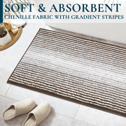 ComfiTime Bathroom Rug Set, 18" x 26", 1500GSM Slip-Resistant Chenille Bath Mat for Tub, Bathroom Floor, Machine Washable, Ultra Absorbent, Small or Long, Black, Gray, Blue, Green & Brown