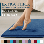 ComfiTime Bathroom Rugs – 1 inch Thick Memory Foam, 17" x 24" Bath Mat, Soft Plush Velvet Top, Non-Slip, Ultra Absorbent, Large & Long Rugs for Bathroom Floor, Avail. in Black, Gray, Beige, Navy Blue