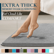 ComfiTime Bathroom Rugs   1 inch Thick Memory Foam, 17 x 24 Bath Mat, Soft Plush Velvet Top, Non-Slip, Ultra Absorbent, Large & Long Rugs for Bathroom Floor, Avail. in Black, Gray, Beige, Navy Blue
