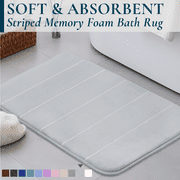 ComfiTime Memory Foam Bathroom Rug, Non-Slip Bath Mats for Bathroom Floor, Soft & Ultra Absorbent Shower Mat, Quick Dry Machine-Washable Bathmat for Shower & Tubs, 17 x 24, Silver