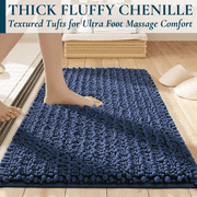 ComfiTime Bathroom Rugs, 20 x 24 in, 2000GSM Thick Slip-Resistant Chenille Bath Mat for Tub, Shower & Bathroom Floor, Machine Washable, Ultra Absorbent, Small or Long, White, Black, Gray, Blue, Brown