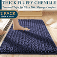 thumbnail image 1 of ComfiTime 2 Piece Bathroom Rugs Set – Luxury Chenille Shaggy Bath Rugs, Extra Soft & Thick, Absorbent Water, Non-Slip, Machine Washable, Bath Mats for Bath Floor,Tub and Shower, 20*24, 1 of 9