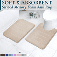 thumbnail image 1 of ComfiTime 2-Piece Memory Foam Bathroom Rug Set, Non-Slip Bath Mats for Bathroom Floor, Soft & Ultra Absorbent Shower Rug, Quick Dry Machine-Washable Bathmats, 17 x 24 & 20 x 24, Beige, 1 of 9