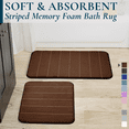 thumbnail image 1 of ComfiTime 2-Piece Memory Foam Bathroom Rug Set, Non-Slip Bath Mats for Bathroom Floor, Soft & Ultra Absorbent Shower Rug, Quick Dry Machine-Washable Bathmats, 17 x 24 & 20 x 32, Brown, 1 of 9