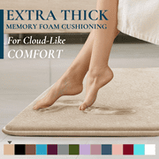 ComfiTime Bathroom Rugs – Thick Memory Foam, Non-Slip Bath Mat, Soft Plush Velvet Top, Ultra Absorbent, Small, Large & Long Rugs for Bathroom Floor, 17 x 24, White