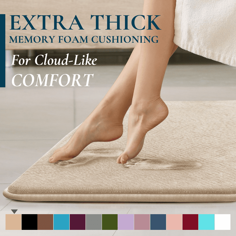 ComfiTime Bathroom Rugs – Thick Memory Foam, Non-Slip Bath Mat, Soft Plush  Velvet Top, Ultra Absorbent, Small, Large & Long Rugs for Bathroom Floor,  17 x 24, Avail. in Black, Gray, Beige