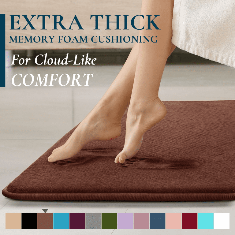 ComfiTime Bathroom Rugs – Thick Memory Foam, Non-Slip Bath Mat, Soft Plush  Velvet Top, Ultra Absorbent, Small, Large & Long Rugs for Bathroom Floor,  17 x 24, Brown 