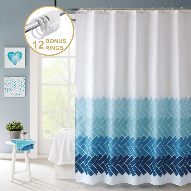 ComfiTime Blue Boho Shower Curtain, Mold/MildewResistant, Water