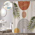 thumbnail image 1 of ComfiTime Boho Shower Curtain with Hooks – Heavy-Duty, Weighted-Hem Fabric Bathroom Curtain, Water-Repellent, Machine-Washable, Fade-Resistant, Abstract Leaves Design, 72 x 72, 1 of 10