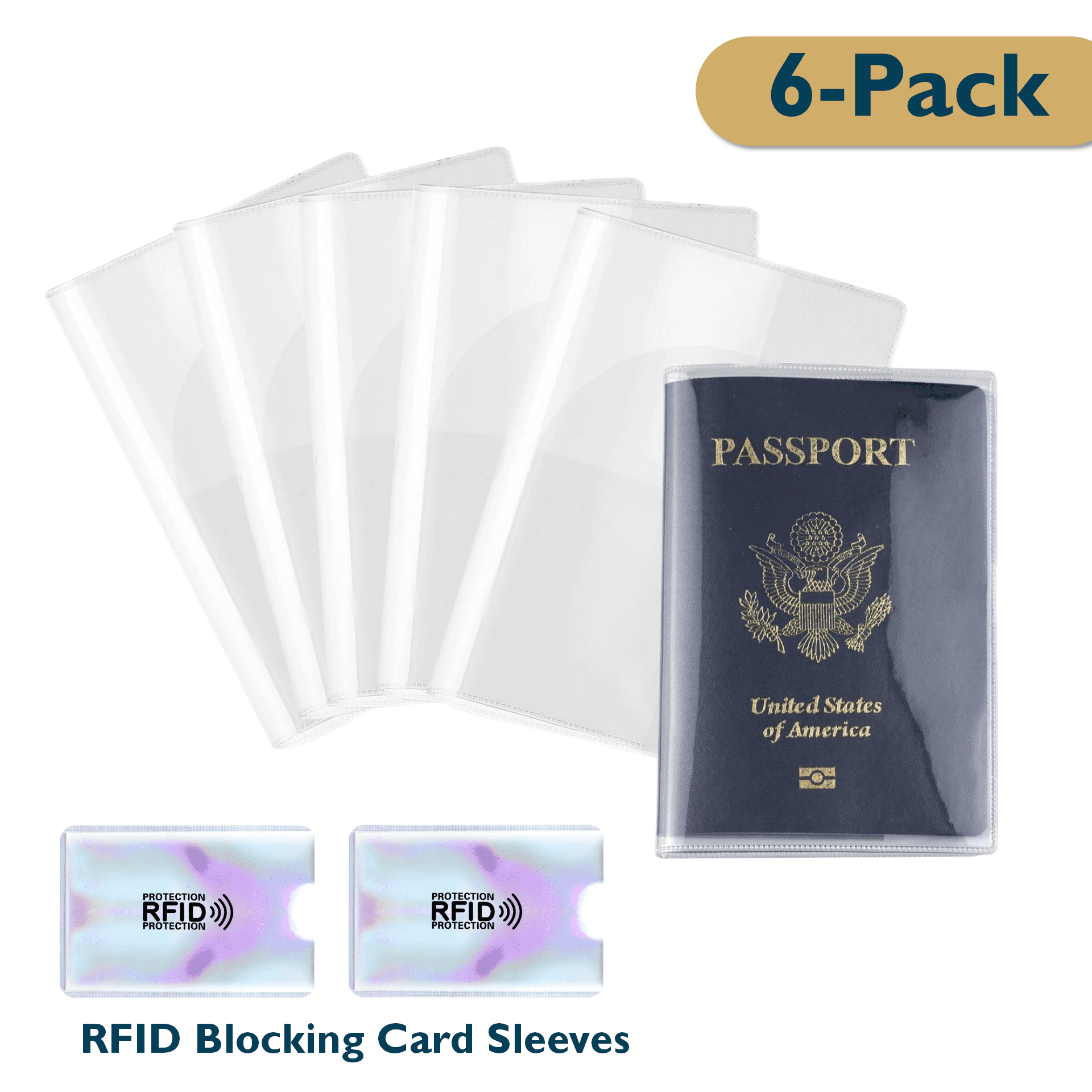 ComfiTime Clear Waterproof Plastic Passport Holder, Travel Case for  Passport, ID, Vaccination Card, Pack of 6 - Walmart.com