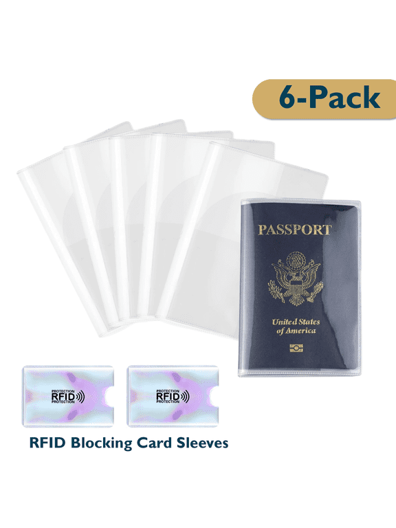 Clear Passport Holder,Waterproof Clear Passport Cover Plastic Passport Protector Vinyl ID Card Protector Case Holder Travel Pack of 6