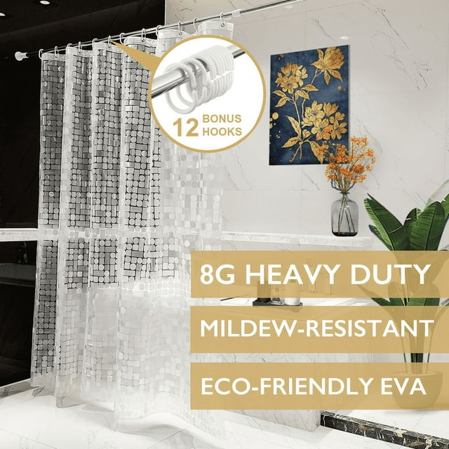 ComfiTime Clear Shower Curtain Liner 8G HeavyDuty Mildew/Mold