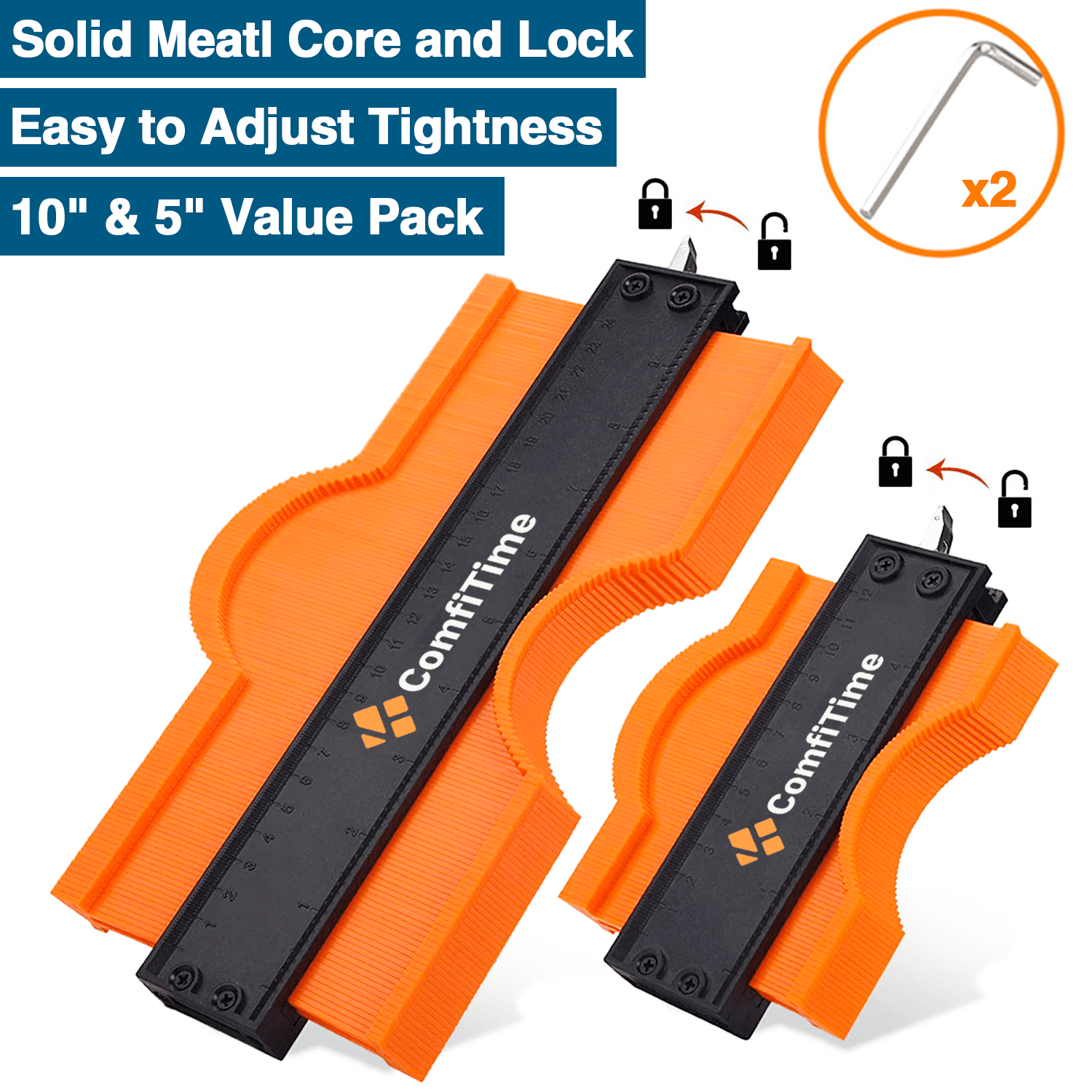 ComfiTime Contour Gauge with Lock 2Pack 10" and 5" Contour Gauge
