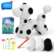 ComfiTime Crochet Kit for Beginners to Intermediate – Amigurumi Starter Kit w/ Video Tutorials & Step-by-Step Instructions, Complete Animal Craft Accessories for Adults, Kids & Gift Giving,Dalmatian
