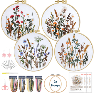 Mozhijing Butterfly Embroidery Kit For Adults - Stamped Pattern, Round Beads, Hoop & Frame Included