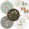 thumbnail image 1 of ComfiTime Embroidery Kit for Beginners – 4 Skill-Building Levels for Kids & Adults, Stamped Basic Stitch Patterns, Easy Arts & Crafts with 2 Hoops, Threads/Floss, Needles, Scissors & Instructions, 1 of 14