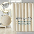 thumbnail image 1 of ComfiTime Fabric Shower Curtain with Hooks – 210 GSM Heavy-Duty Faux Linen Hotel Luxury Cloth Bathroom Curtain, Weighted Hem, Water-Repellent, Mildew-Resistant, Machine-Washable, 72 x 96 in, Beige, 1 of 13