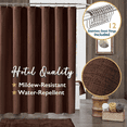 thumbnail image 1 of ComfiTime Fabric Shower Curtain with Hooks – 210 GSM Heavy-Duty Faux Linen Hotel Luxury Cloth Bathroom Curtain, Weighted Hem, Water-Repellent, Mildew-Resistant, Machine-Washable, 72 x 78 in, Coffee, 1 of 13