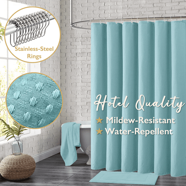 ComfiTime Fabric Shower Curtain with Hooks 230 GSM HeavyDuty