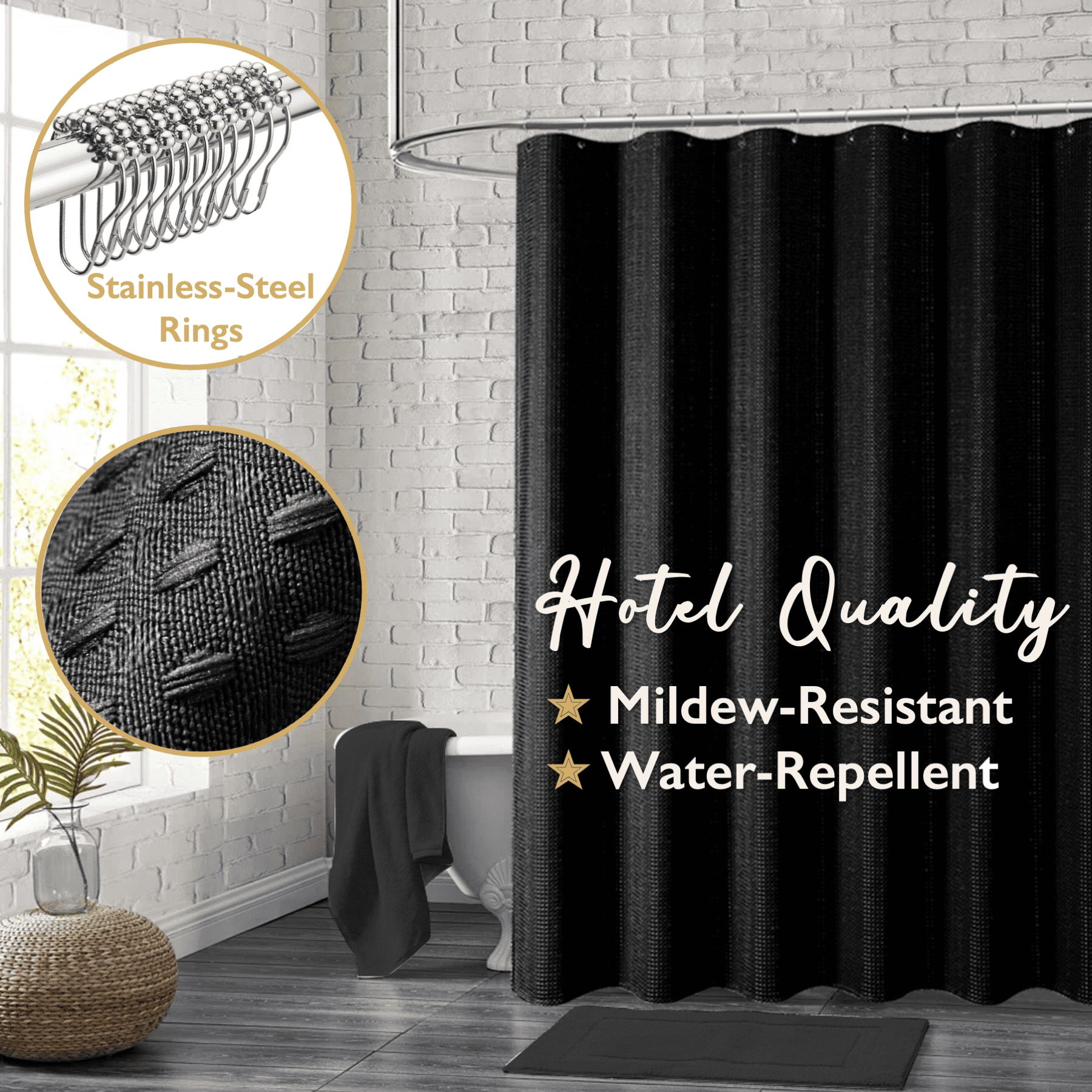 ComfiTime 230 GSM Shower Curtain with Hooks, HotelQuality, Mold