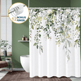 thumbnail image 1 of ComfiTime Green Shower Curtain with Hooks – Heavy-Duty Mold/Mildew-Resistant, Weighted-Hem Fabric Bathroom Curtain, Water-Repellent, Machine-Washable, Fade-Resistant, Hanging Vines Design, 72 x 72, 1 of 10