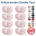 thumbnail image 1 of ComfiTime 8-Pack Jumbo 7 Chenille Yarn – Strong Thick Soft Fluffy Yarn for Crochet & Hand Knitting, Quick Work for Plush Blankets, DIY Crafts & Home Décor, Machine Washable, 28 Yds/Skein, Soft Pink, 1 of 15