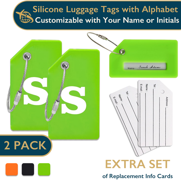 ComfiTime Luggage Tags with Alphabet TSA Approved Silicone Luggage Tags for Suitcases, Travel