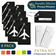 thumbnail image 1 of ComfiTime Luggage Tags – TSA Approved Silicone Luggage Tags for Suitcases, Travel Bag Tags for Luggage, Baggage & Backpacks, Luggage Identifier w/ Privacy Cover, Stainless-Steel Loop, 8 Pack, Black, 1 of 11