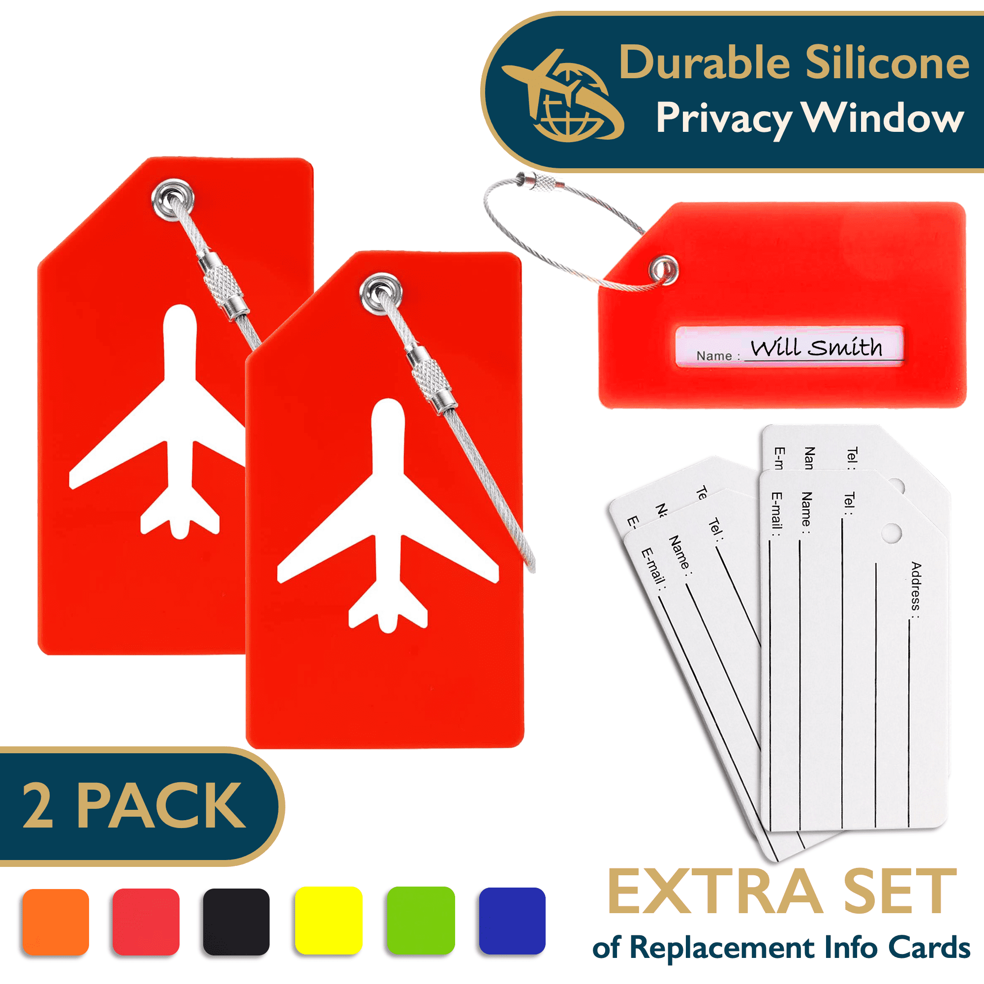 ComfiTime Luggage Tags TSA Approved Silicone Luggage Tags for