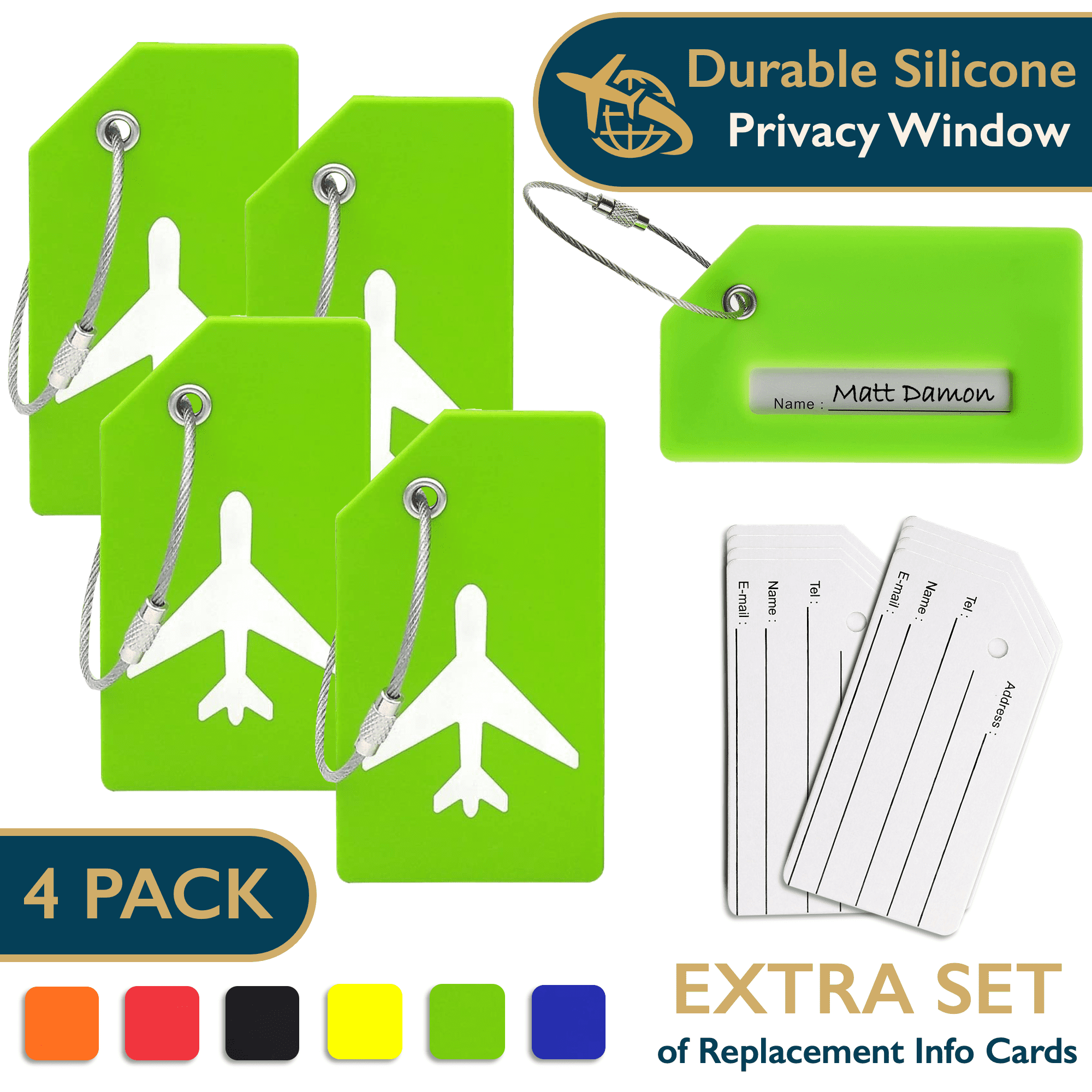 ComfiTime Luggage Tags – TSA Approved Silicone Luggage Tags for Suitcases,  Travel Bag Tags for Luggage, Baggage & Backpacks, Luggage Identifier w/  Privacy Cover, Stainless-Steel Loop, 8 Pack, Orange 