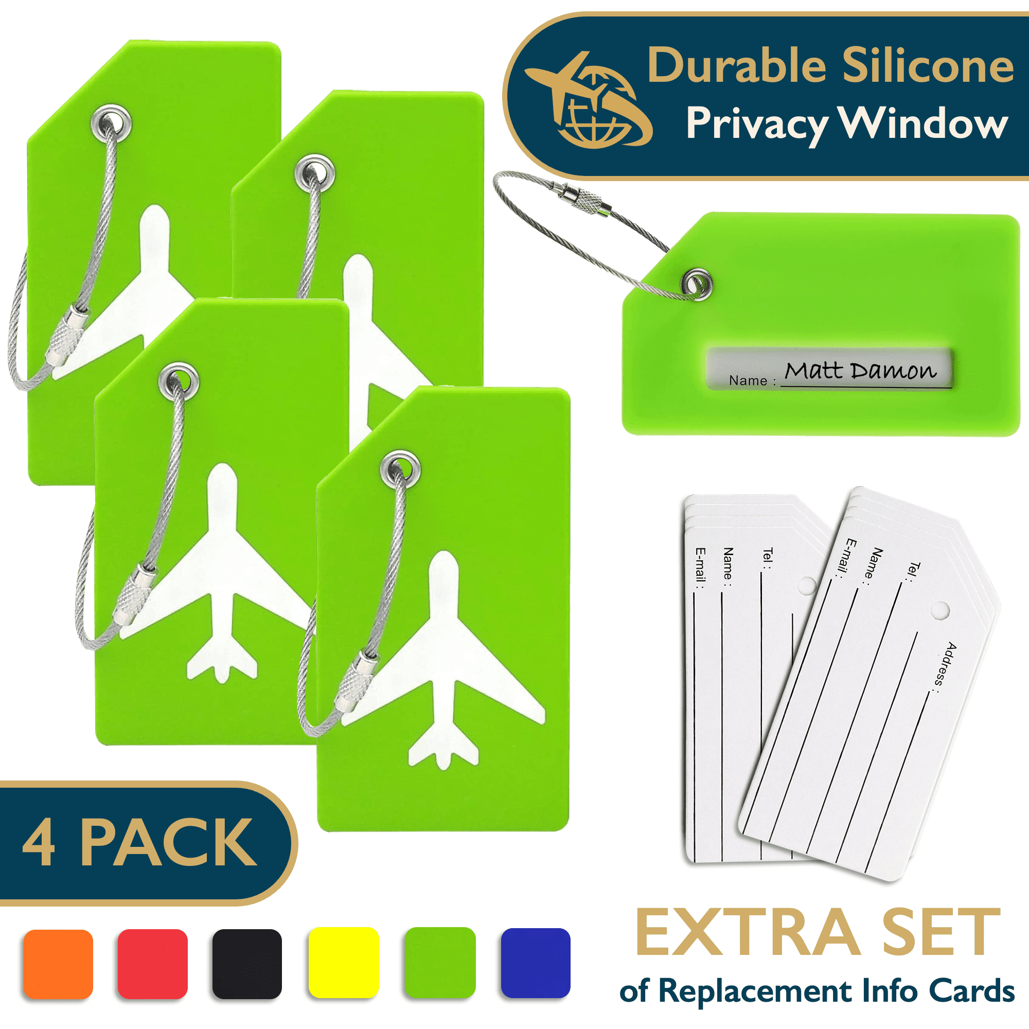 ComfiTime Luggage Tags – TSA Approved Silicone Luggage Tags for Suitcases,  Travel Bag Tags for Luggage, Baggage & Backpacks, Luggage Identifier w/