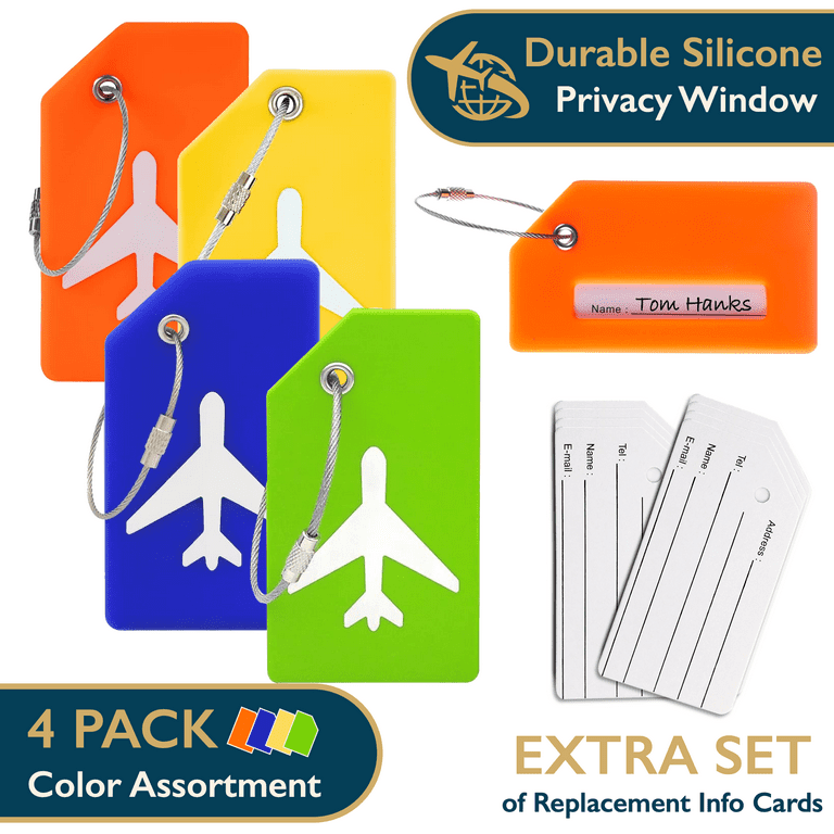 Comfitime Luggage Tags TSA Approved Silicone Luggage Tags for Suitcases, Travel Bag Tags for Luggage, Baggage & Backpacks, Luggage Identifier w/