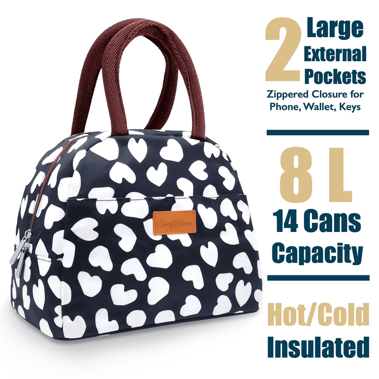 ComfiTime Lunch Bag - Insulated Lunch Box for Women, 8L or 14 Cans Large  Capacity Cooler Bag for Adults & Teen, Cute Aesthetic Lunch Tote for Work,  School, Extra Zippered Pocket for