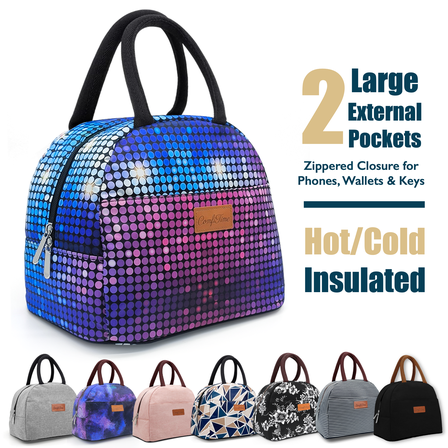 ComfiTime Lunch Bag - Insulated Lunch Box for Women, 8L or 14 Cans Large Capacity Cooler Bag for Adults & Teen, Cute Aesthetic Lunch Tote for Work, School, Extra Zippered Pocket for Wallet & Phone