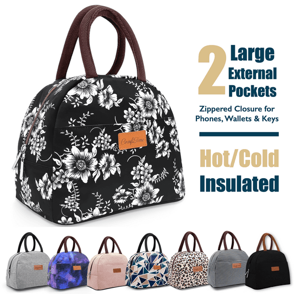 ComfiTime Lunch Bag - Insulated Lunch Box for Women, 8L or 14 Cans Large Capacity Cooler Bag for Adults & Teen, Cute Aesthetic Lunch Tote for Work, School, Extra Zippered Pocket for Wallet & Phone
