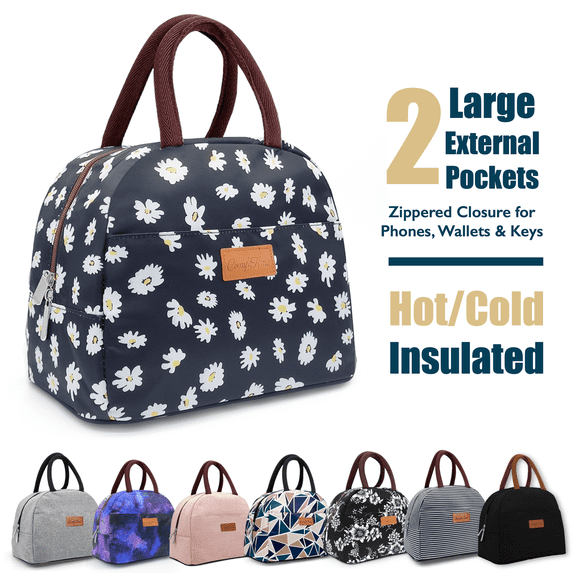 ComfiTime Lunch Bag - Insulated Lunch Box for Women, 8L or 14 Cans Large Capacity Cooler Bag for Adults & Teen, Cute Aesthetic Lunch Tote for Work, School, Extra Zippered Pocket for Wallet & Phone
