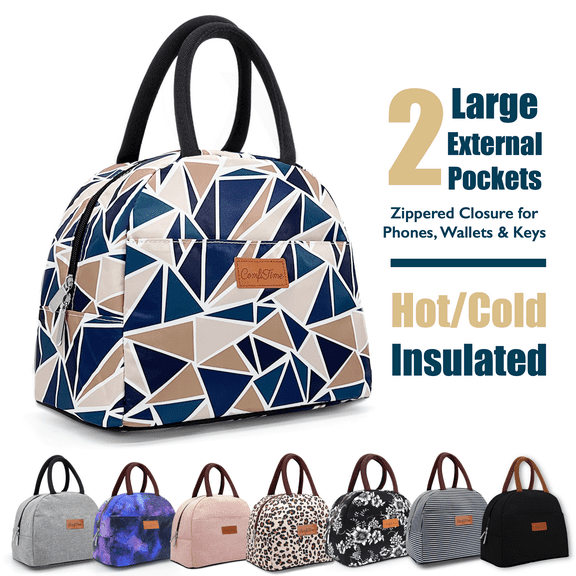 ComfiTime Lunch Bag - Insulated Lunch Box for Women, 8L or 14 Cans Large Capacity Cooler Bag for Adults & Teen, Cute Aesthetic Lunch Tote for Work, School, Extra Zippered Pocket for Wallet & Phone