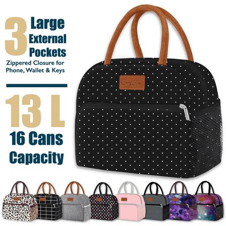 ComfiTime Lunch Bag - Insulated Lunch Box for Women, Large Capacity Cooler Bag for Adults & Teen, Cute Aesthetic Lunch Tote for Work, School, Extra Zippered Pocket for Wallet & Phone