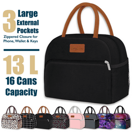 Fit + Fresh 7 Piece Lunch Tote Bag Set, Gray Marble