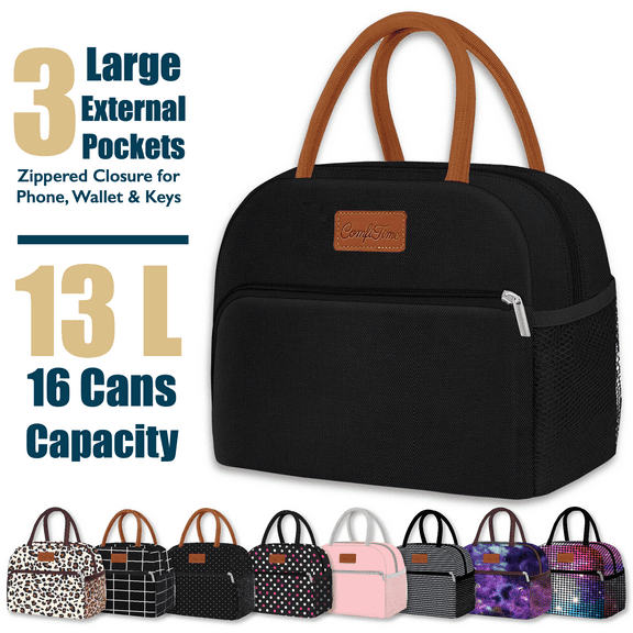 ComfiTime Lunch Bag - Insulated Lunch Box for Women, Large Capacity Cooler Bag for Adults & Teen, Cute Aesthetic Lunch Tote for Work, School, Extra Zippered Pocket for Wallet & Phone
