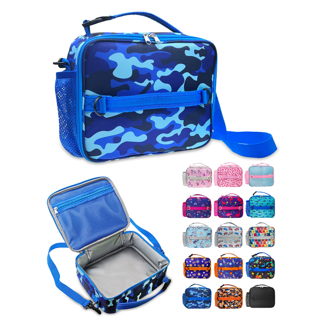 ComfiTime Kids' Insulated Lunch Bag Zipper Pockets, Bottle Holder