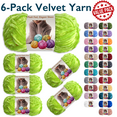 thumbnail image 1 of ComfiTime 6-Pack Velvet Yarn – Bulky #5, OEKO-TEX Certified, Soft Fluffy for Sweaters, Blankets, Scarves, Plush Toys & Home Décor, Crochet/Knitting/Amigurumi, 87.5 Yds/Skein, Machine Washable, Green, 1 of 18
