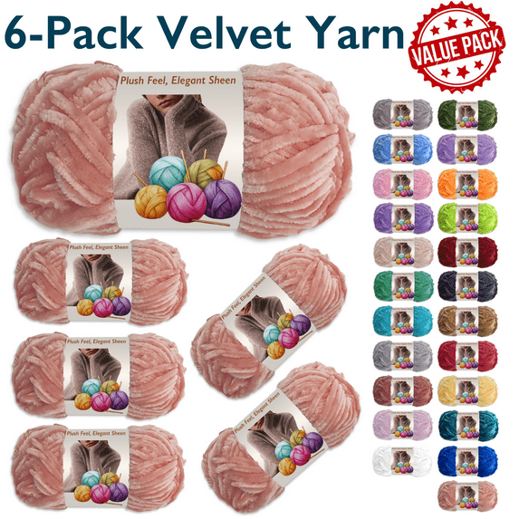 ComfiTime 3-Pack Velvet Yarn – Bulky #5, OEKO-TEX Certified, Soft Fluffy for Sweaters, Blankets, Scarves, Plush Toys & Home Décor, Crochet/Knitting/Amigurumi, 87.5 Yds/Skein, Machine Washable, Pink