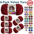 thumbnail image 1 of ComfiTime 6-Pack Velvet Yarn – Bulky #5, OEKO-TEX Certified, Soft Fluffy for Sweaters, Blankets, Scarves, Plush Toys & Home Décor, Crochet/Knitting/Amigurumi, 87.5 Yds/Skein, Machine Washable, Red, 1 of 18