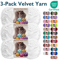 thumbnail image 1 of ComfiTime 3-Pack Velvet Yarn – Bulky #5, OEKO-TEX Certified, Soft Fluffy for Sweaters, Blankets, Scarves, Plush Toys & Home Décor, Crochet/Knitting/Amigurumi, 87.5 Yds/Skein, Machine Washable, White, 1 of 18