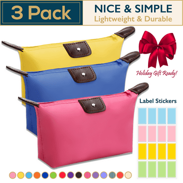 ComfiTime Makeup Bag - 3 Pack Travel Pouch, Waterproof Cosmetic Pouch, Cosmetic Bag, Small Travel Makeup Bag, Makeup Pouch, Toiletry Bag for Women, Men and Kids, Multi-Purpose Nylon Zipper Bag
