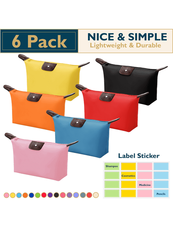Makeup Bag - 6 Pack Small Travel Cosmetic Bag for Women and Men, Mini Makeup Pouch, Waterproof Travel Cosmetic Pouch, Multi-Purpose Nylon Zipper Toiletry Bag