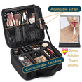 thumbnail image 1 of ComfiTime Makeup Bag - Waterproof Makeup Train Case with W/ Strap, Portable Cosmetic Travel Bag and Organizer W/ Dividers for Women & Men, Makeup Storage Bag with Portable Mirror, Black, 1 of 14