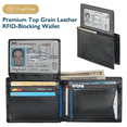 thumbnail image 1 of ComfiTime Men's Wallet Billfolds, Top Grain Leather RFID Bifold Wallet for Men & Women, 2 ID Windows, 11 Card Slots, 2 Cash Pockets, Gift Box, Black, 1 of 12
